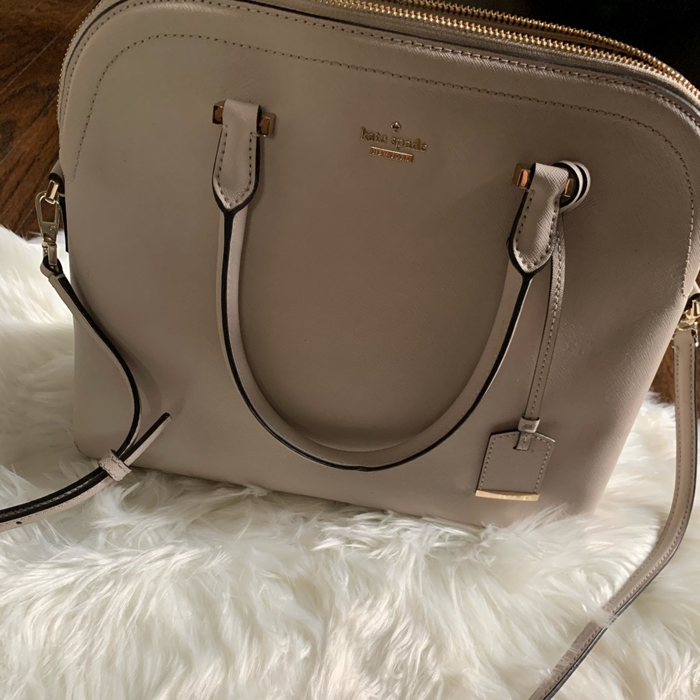kate spade Taupe Dome Crossbody Satchel with Gold Hardware